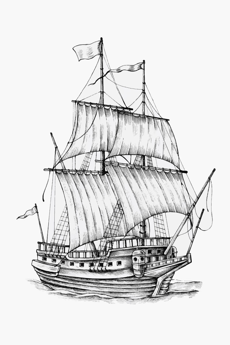 素描帆船图片简单图片