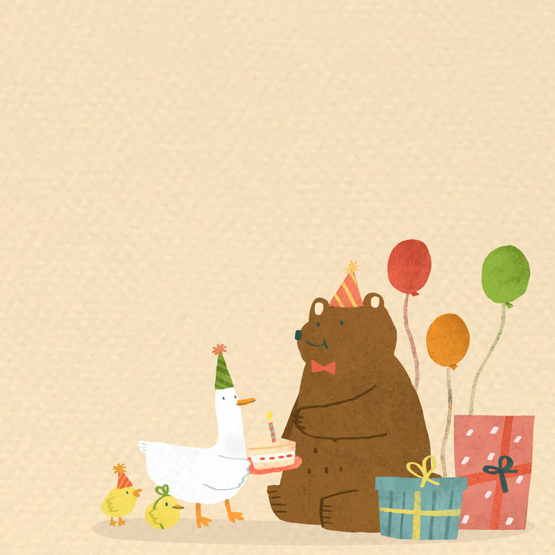 动物涂鸦生日庆祝载体