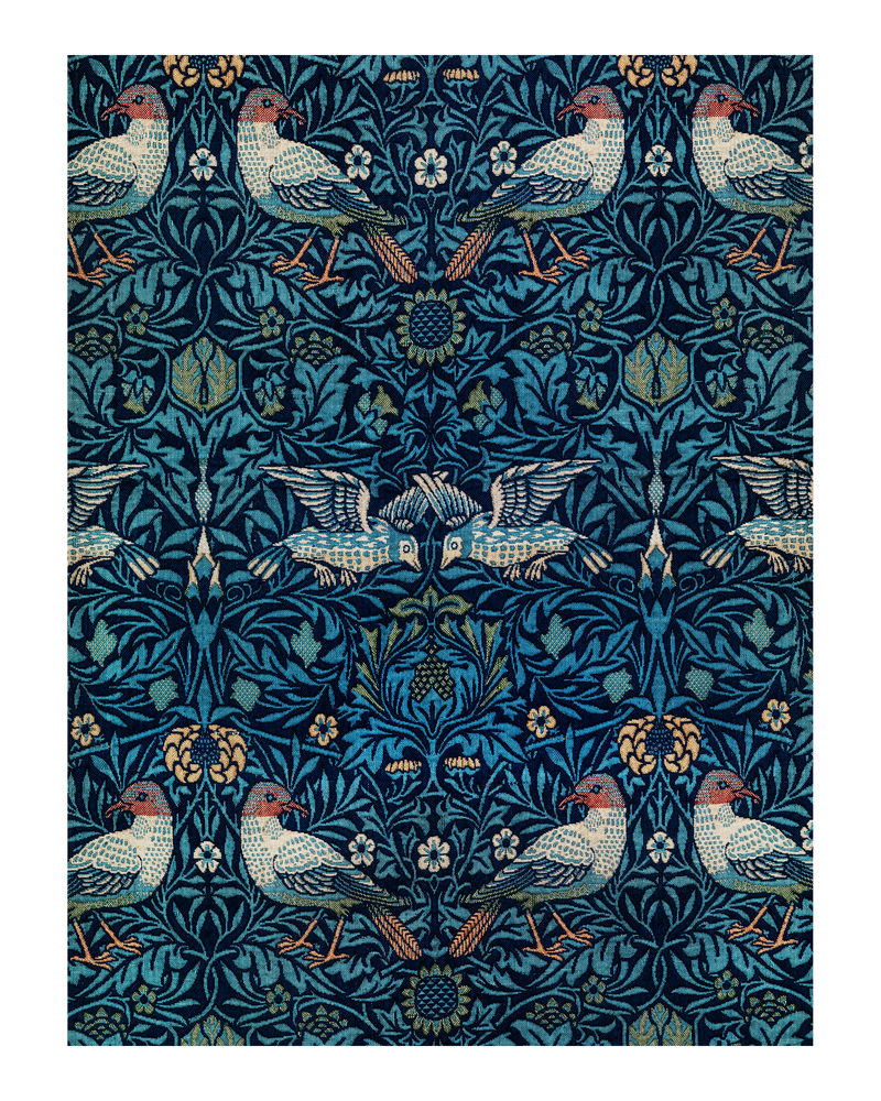 鸟类图案复古插画墙壁艺术印刷品和海报设计由威廉·莫里斯原创作品混合而成