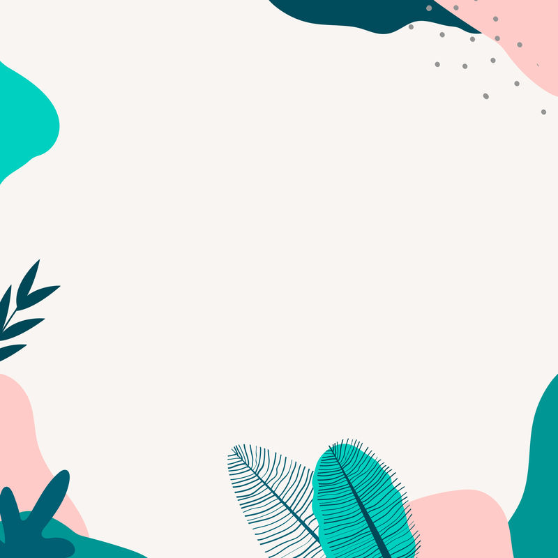 米黄色和绿色抽象植物图案背景向量