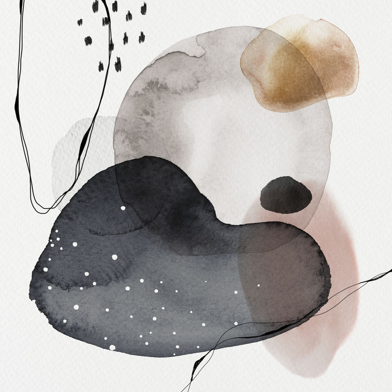 彩色抽象水彩圈社交广告模板插画