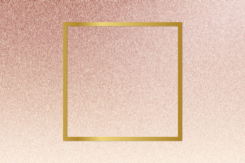 玫瑰金背景上的金色方形框架