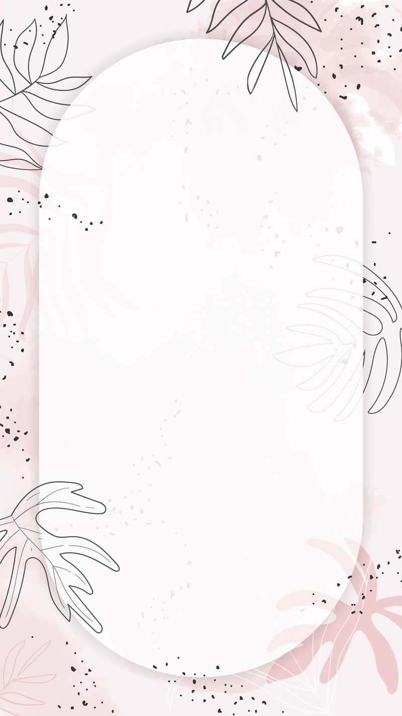 粉色椭圆形水彩边框手机壁纸矢量