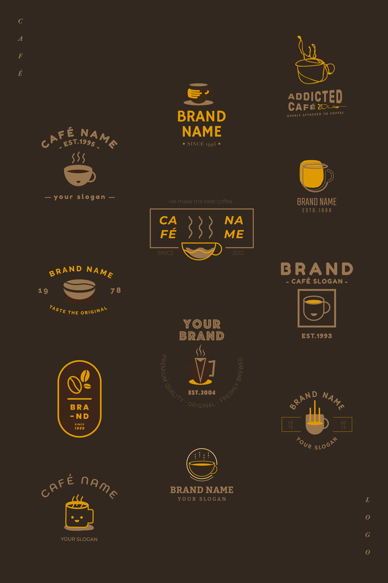 咖啡店徽章标志矢量集