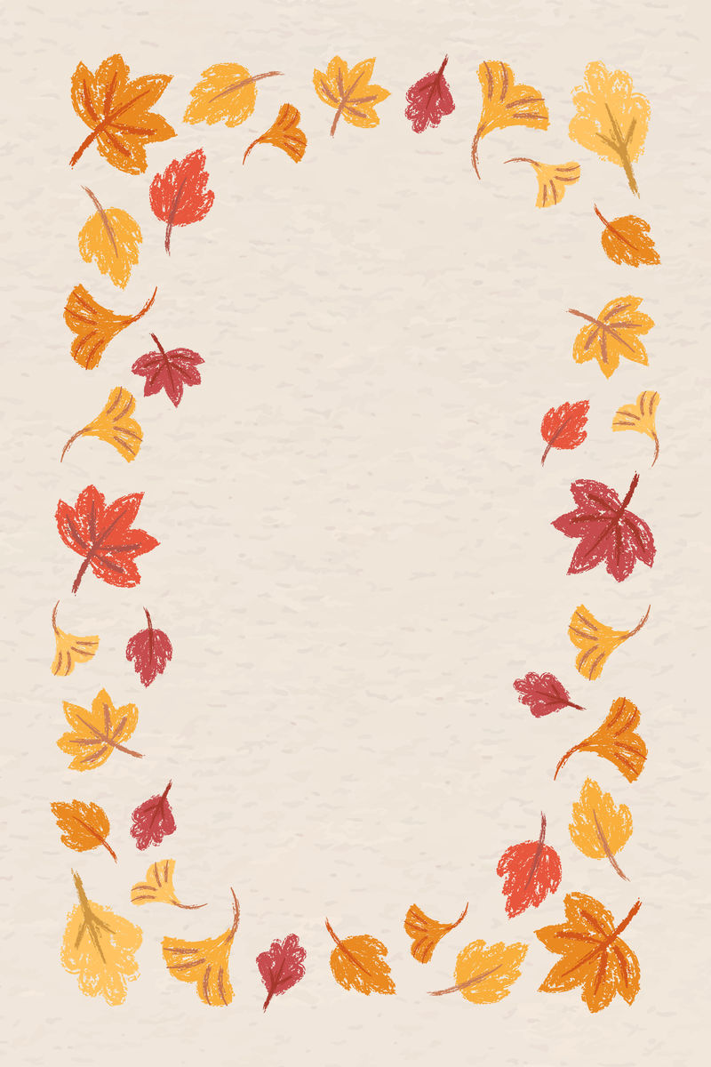 秋叶框米色模板向量