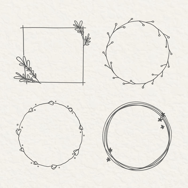 米色背景插画模型上的花卉框架