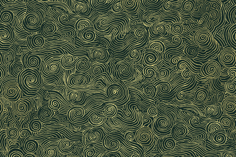 中国东方波浪图案黑底