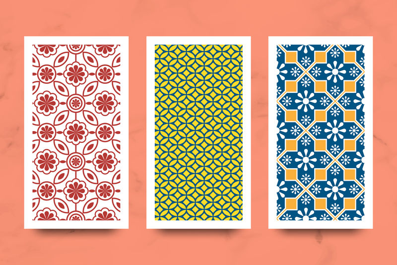 印度无缝图案横幅矢量集