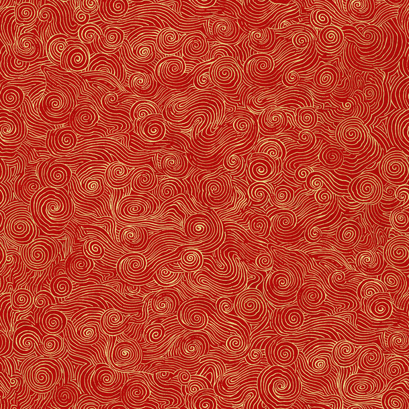 东方云纹红底色