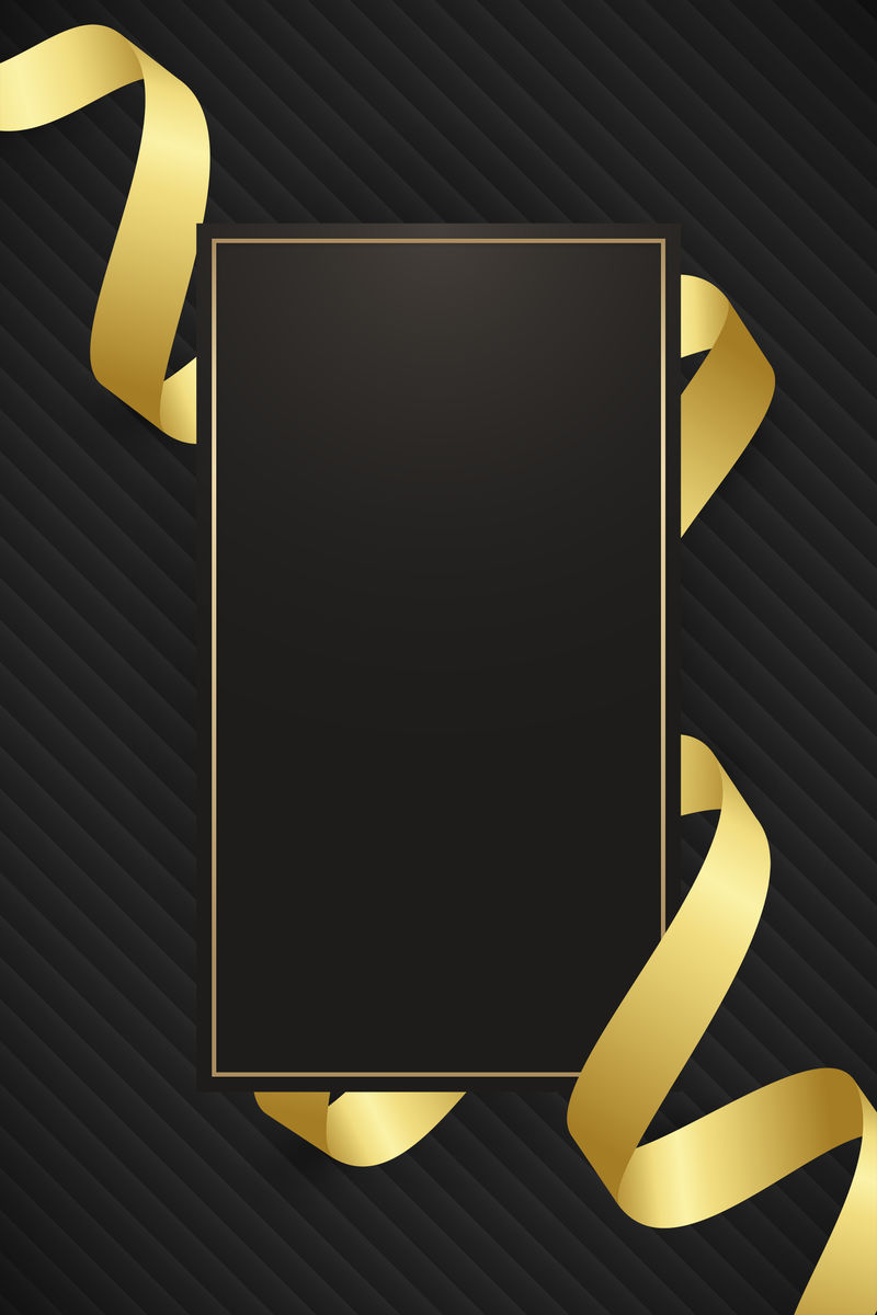 带金色丝带插图的矩形框架