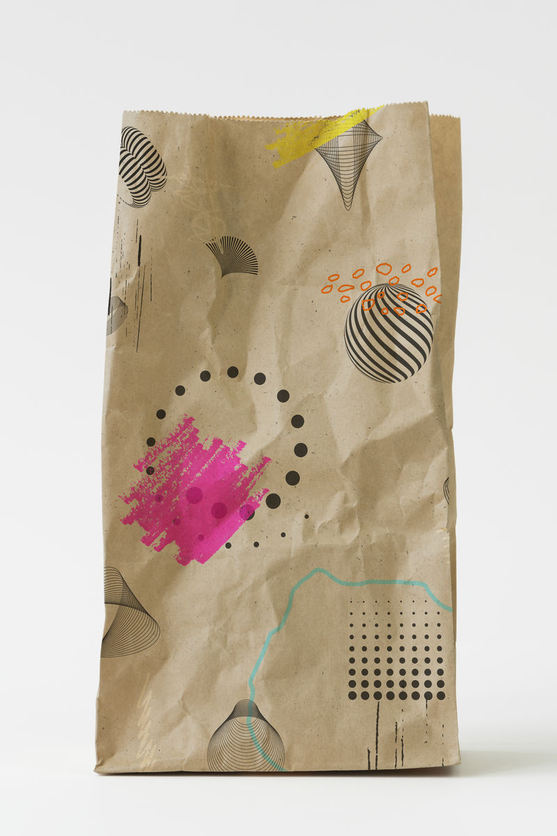 抽象图案棕色纸袋模型