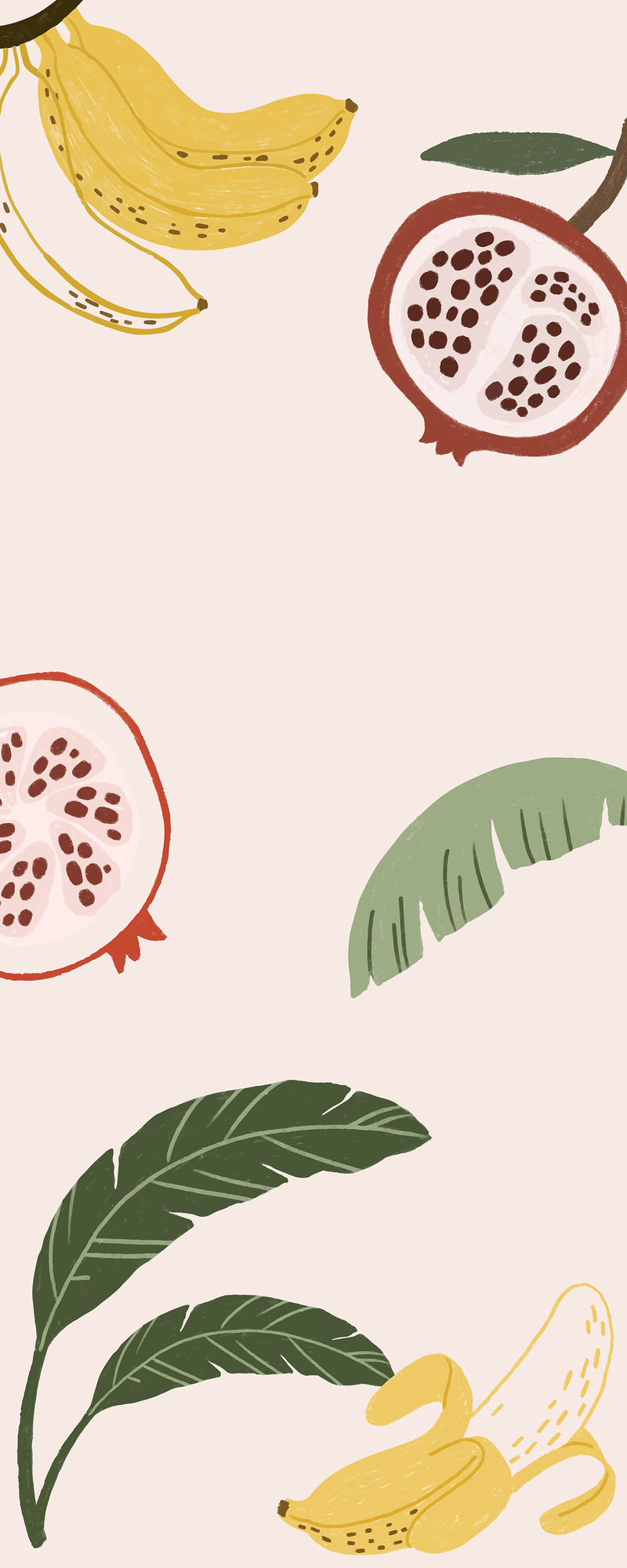手绘香蕉石榴壁纸矢量
