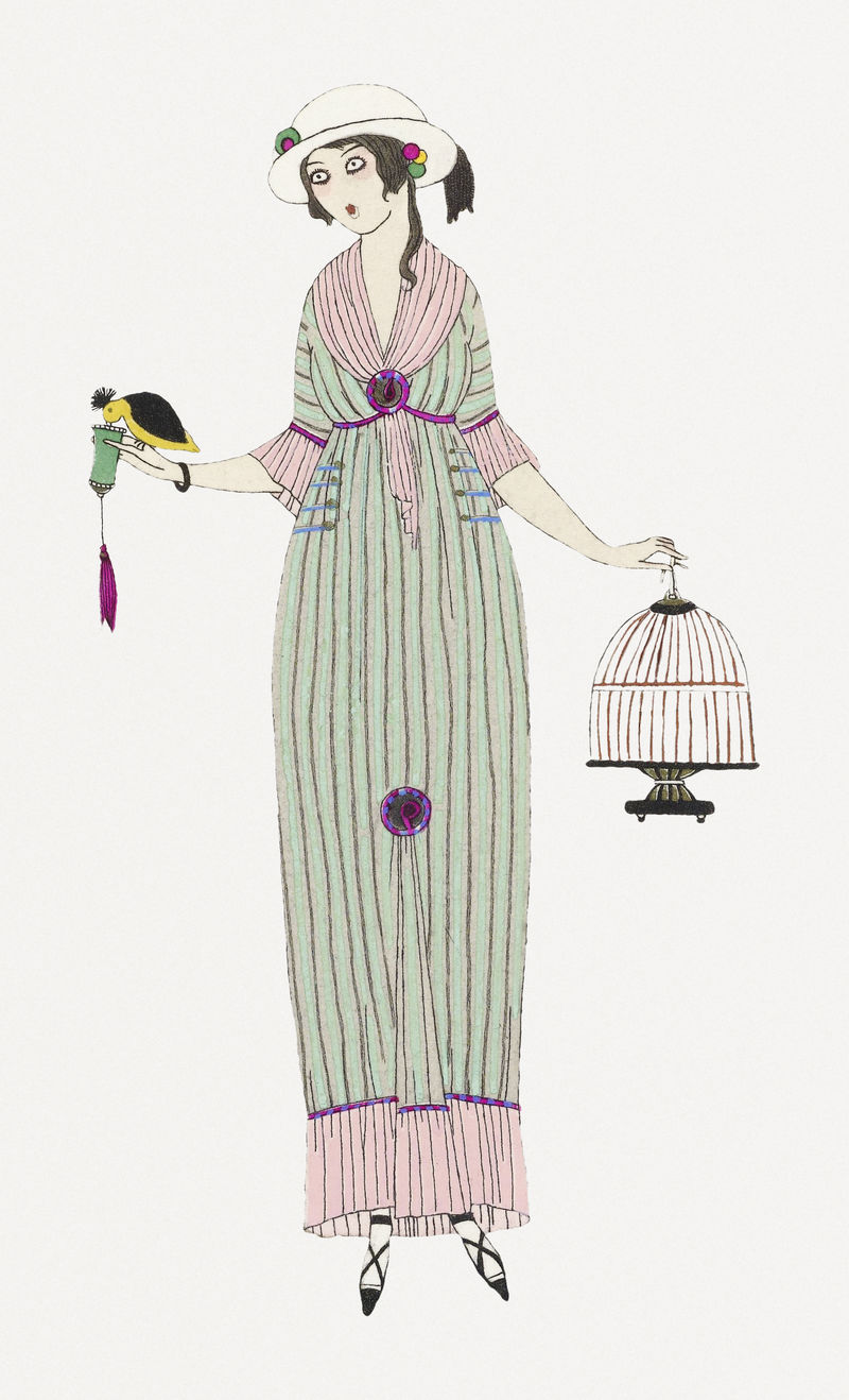 身着复古长裙的女人出自《咆哮的20年代》由查尔斯·马丁的艺术作品混合而成