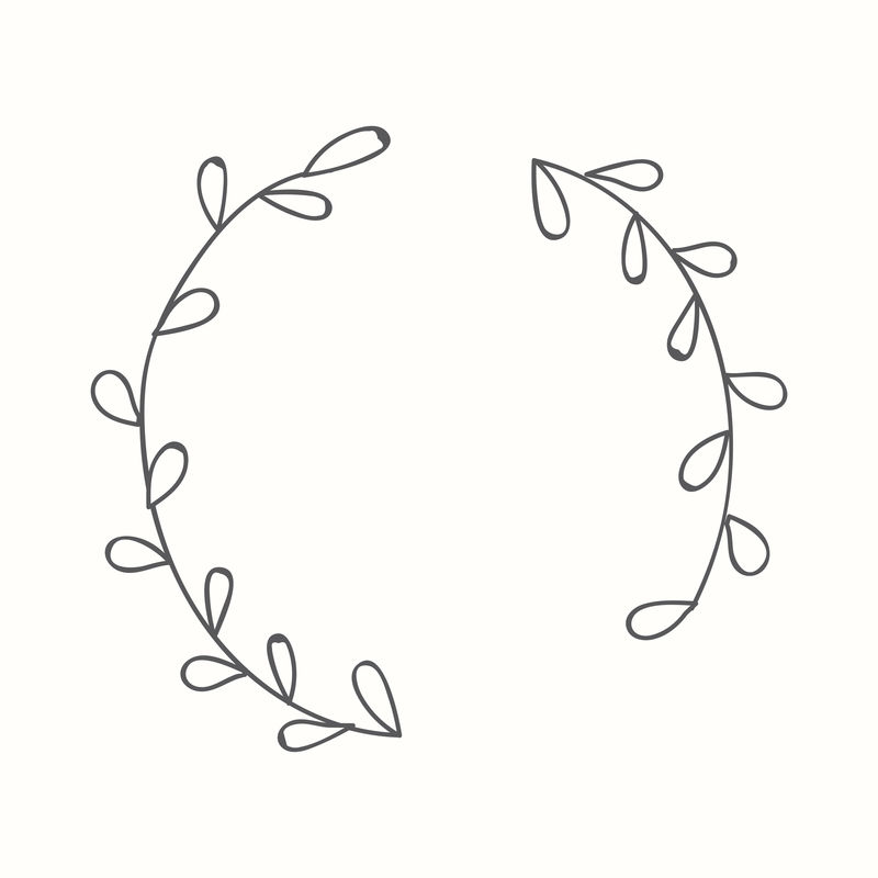 白色背景上的黑色植物花环