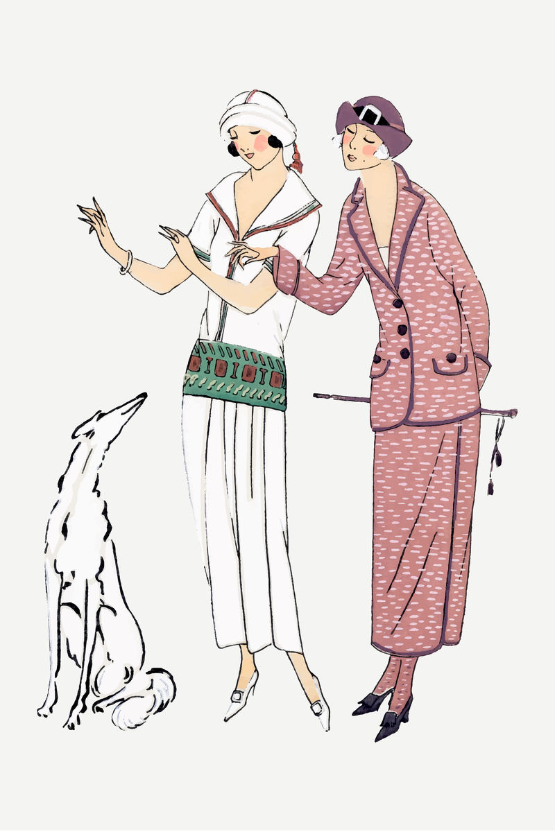 复古女人与狗向量从复古插图发布在Tr\u0026egrave；巴黎人