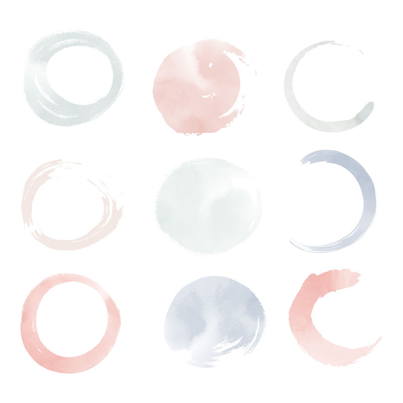圆形粉彩水彩元素矢量