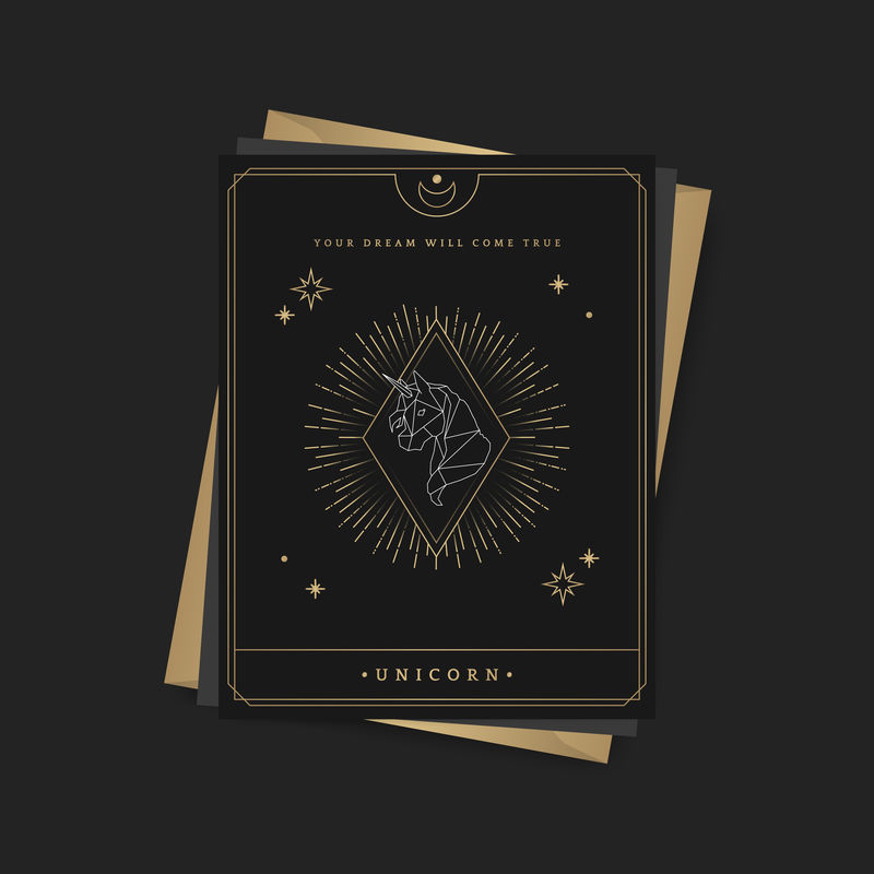 几何独角兽神秘符号福卡矢量