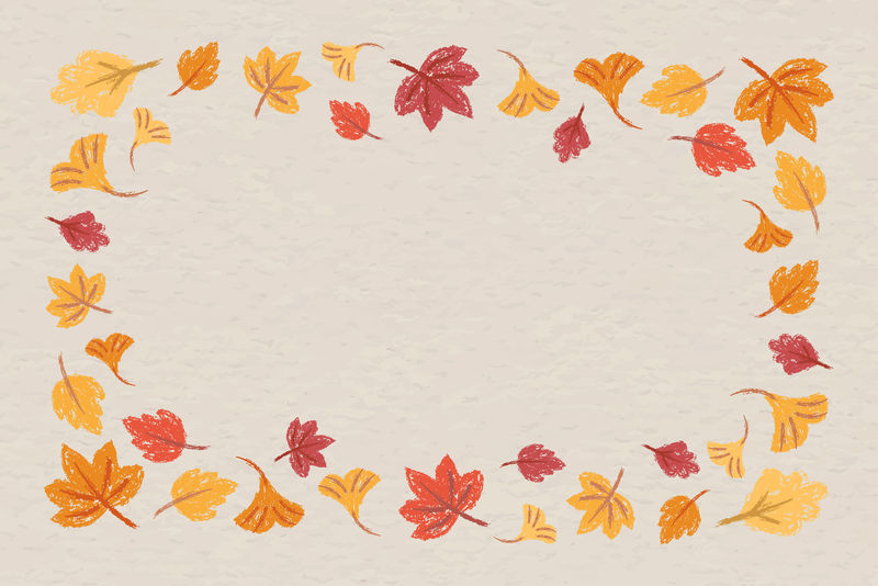 秋叶框米色模板向量