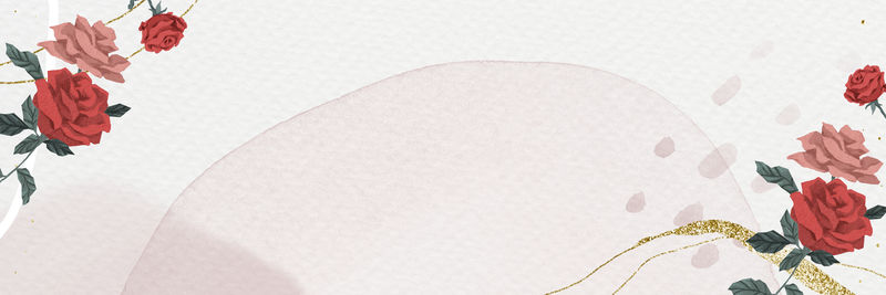 粉色情人节；s玫瑰金边抽象水彩横幅