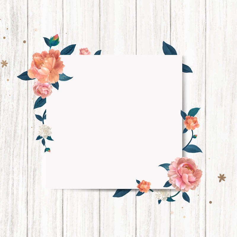 空白方形花框模板向量