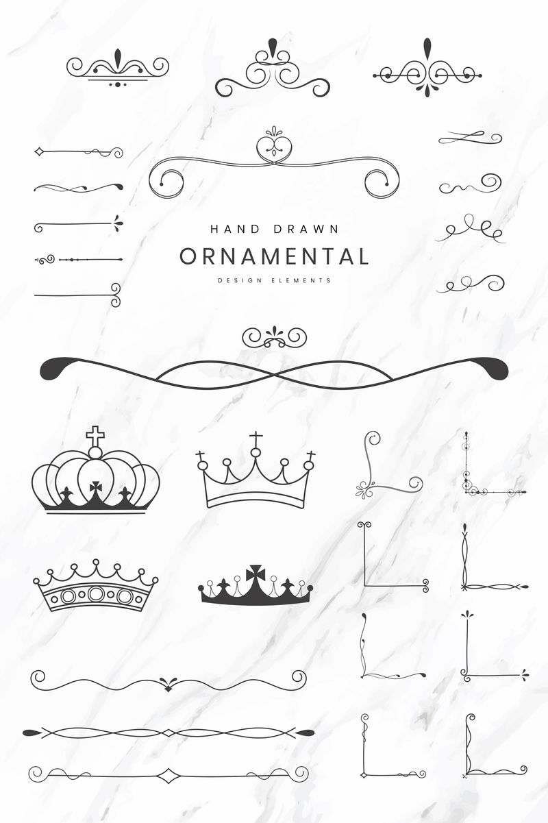 手绘装饰设计元素矢量集
