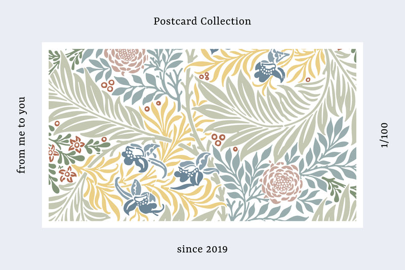 威廉莫里斯图案明信片矢量