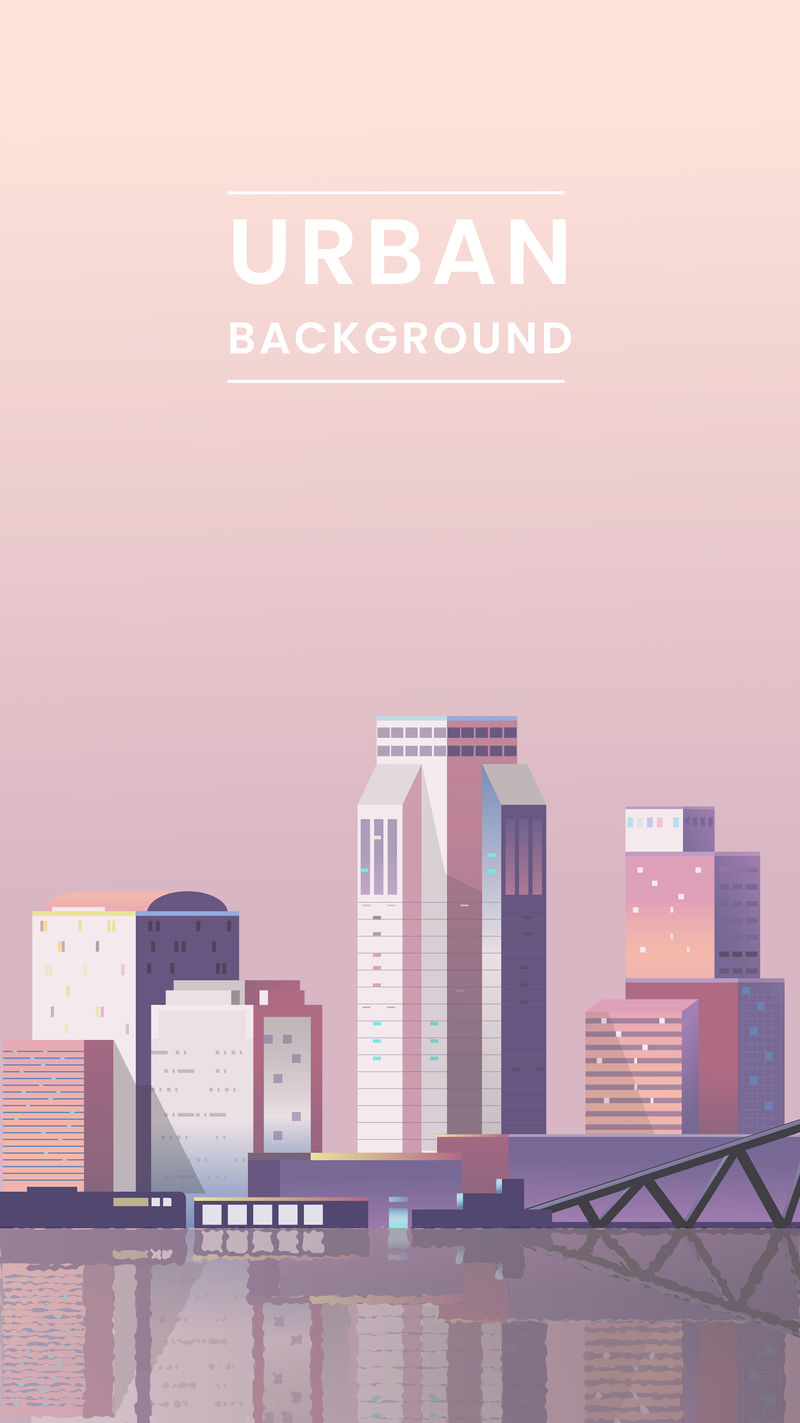 黄昏背景向量下的城市场景