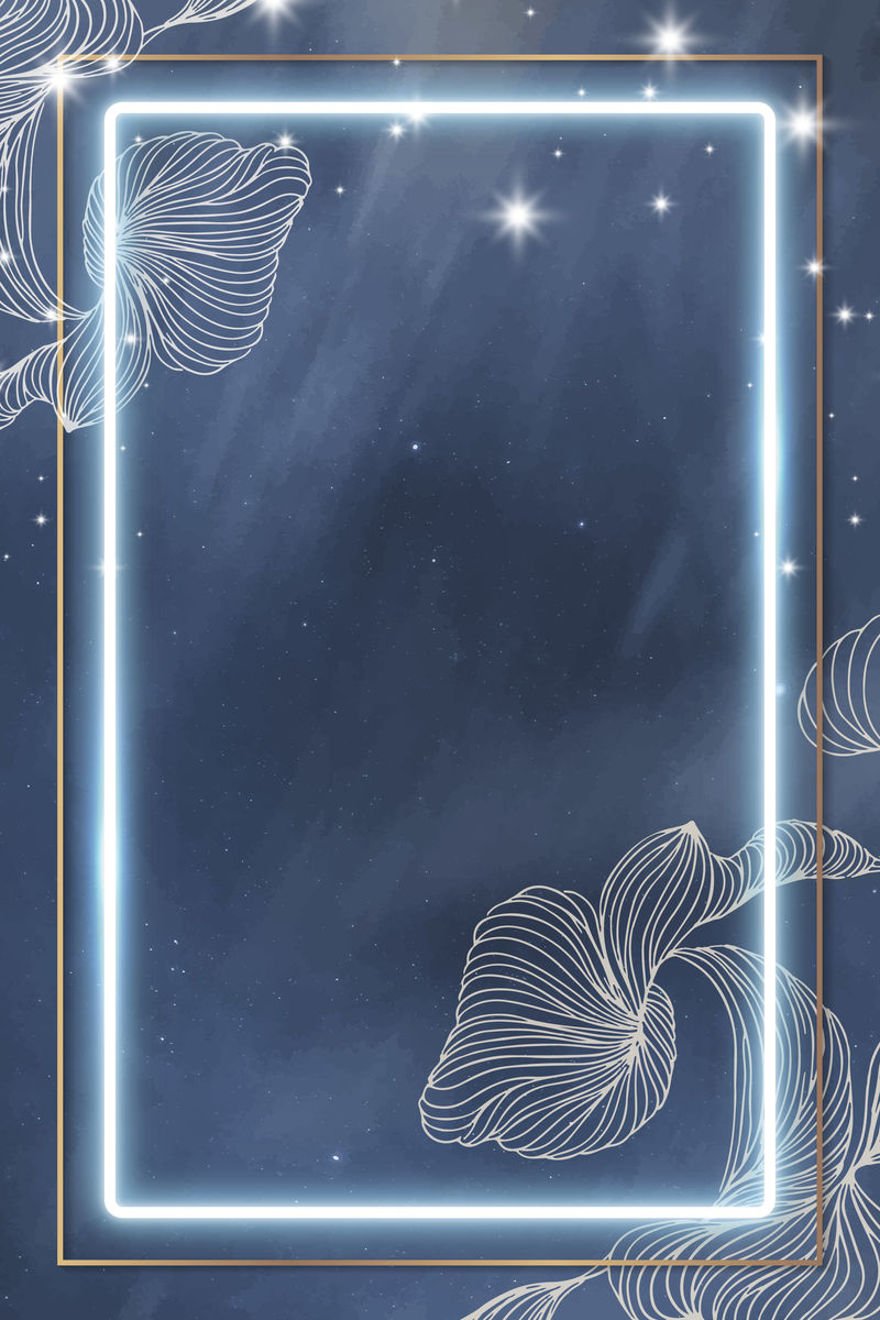 蓝色霓虹矩形帧向量