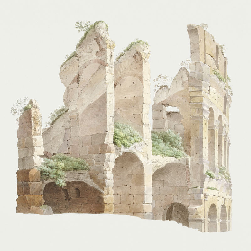 手绘水彩竞技场设计元素