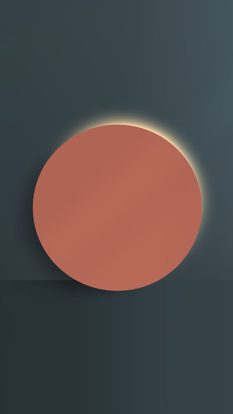 蓝色背景的橙色圆形剪纸手机壁纸矢量