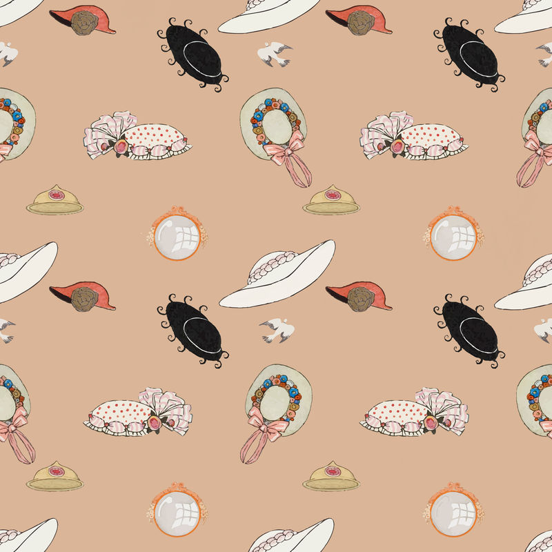 复古头饰图案背景矢量1920年代女性\u0026#39；s时尚乔治·巴比尔艺术作品的混音