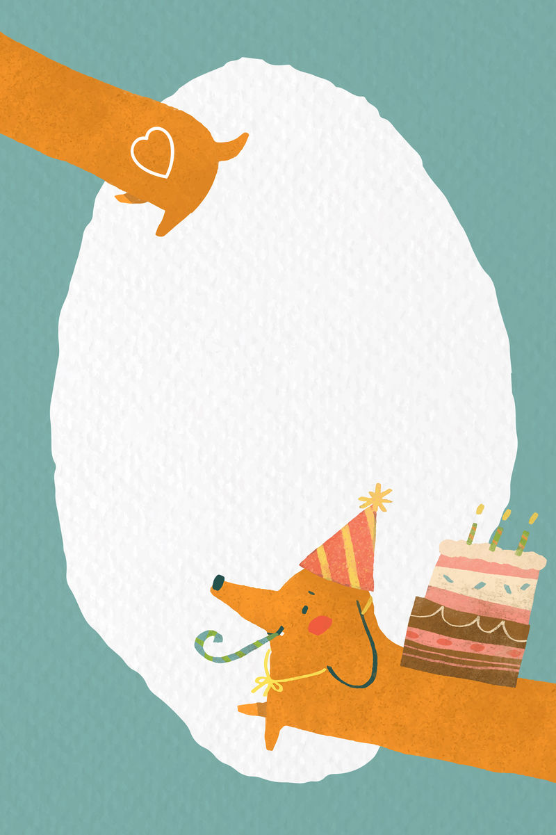 动物涂鸦生日框架向量