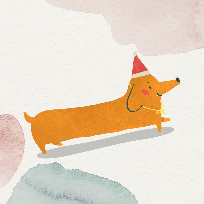 橙色圣诞狗元素向量