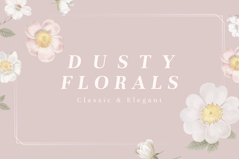 优雅的灰尘花卉框架设计插图