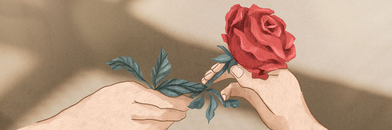 情人节情侣手绘插画