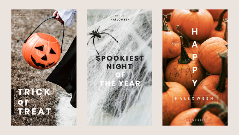 万圣节矢量可编辑模板集的社会故事