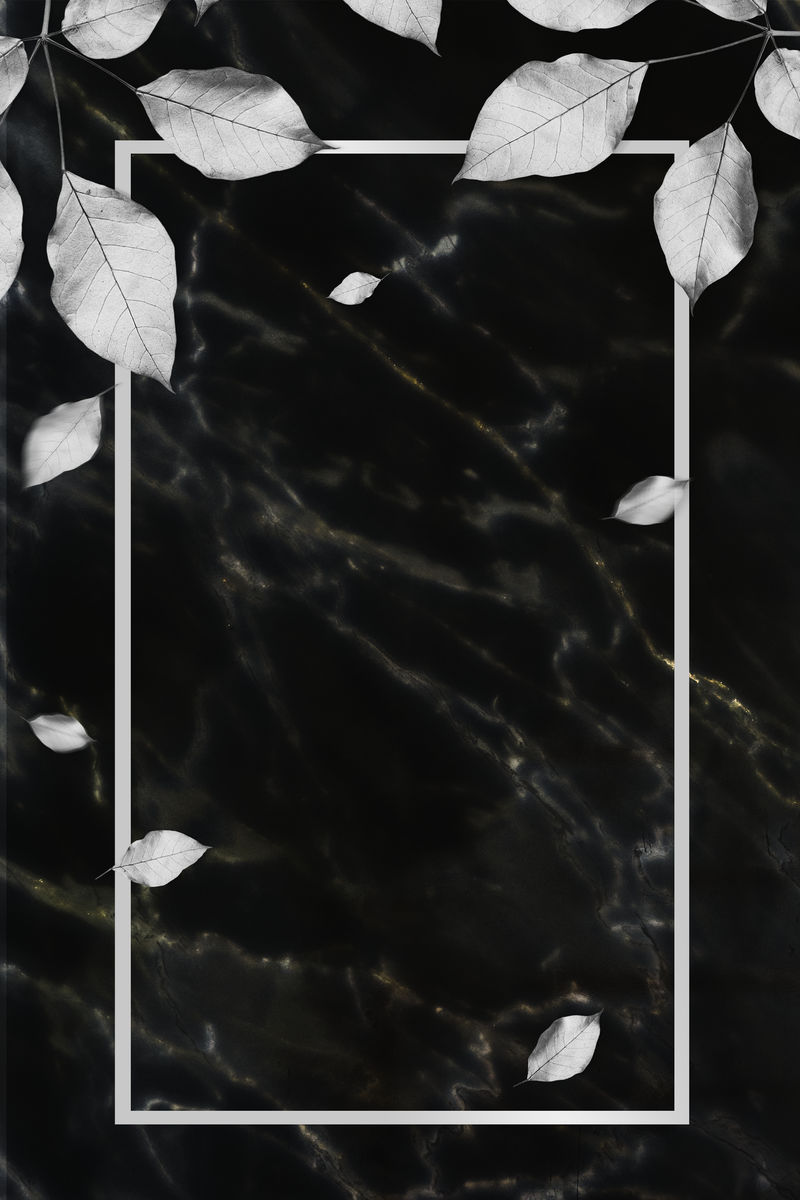 金属银叶图案背景插图