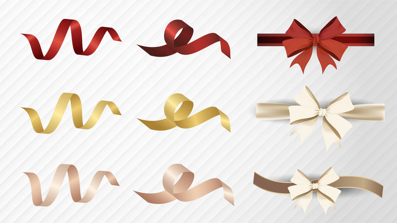 金属丝带和弓元素集插图