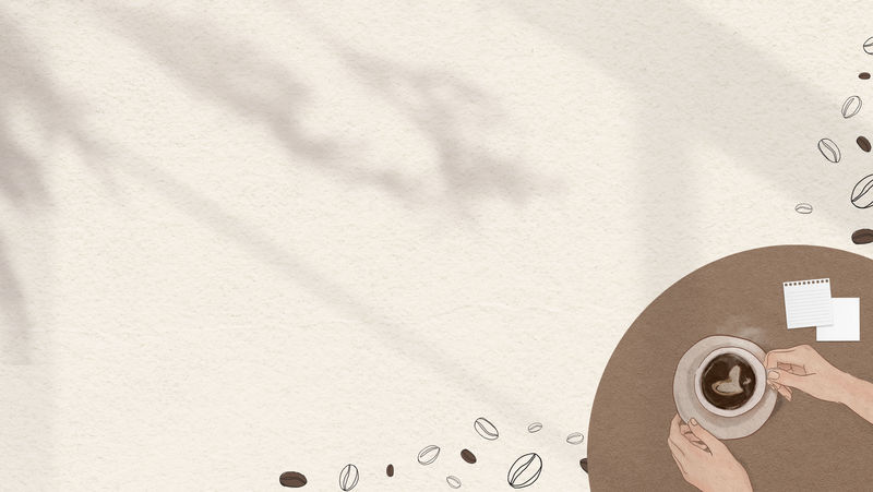 可爱的咖啡豆阴影背景棕色边框psd