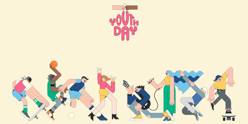 青年节庆典米色背景模板向量