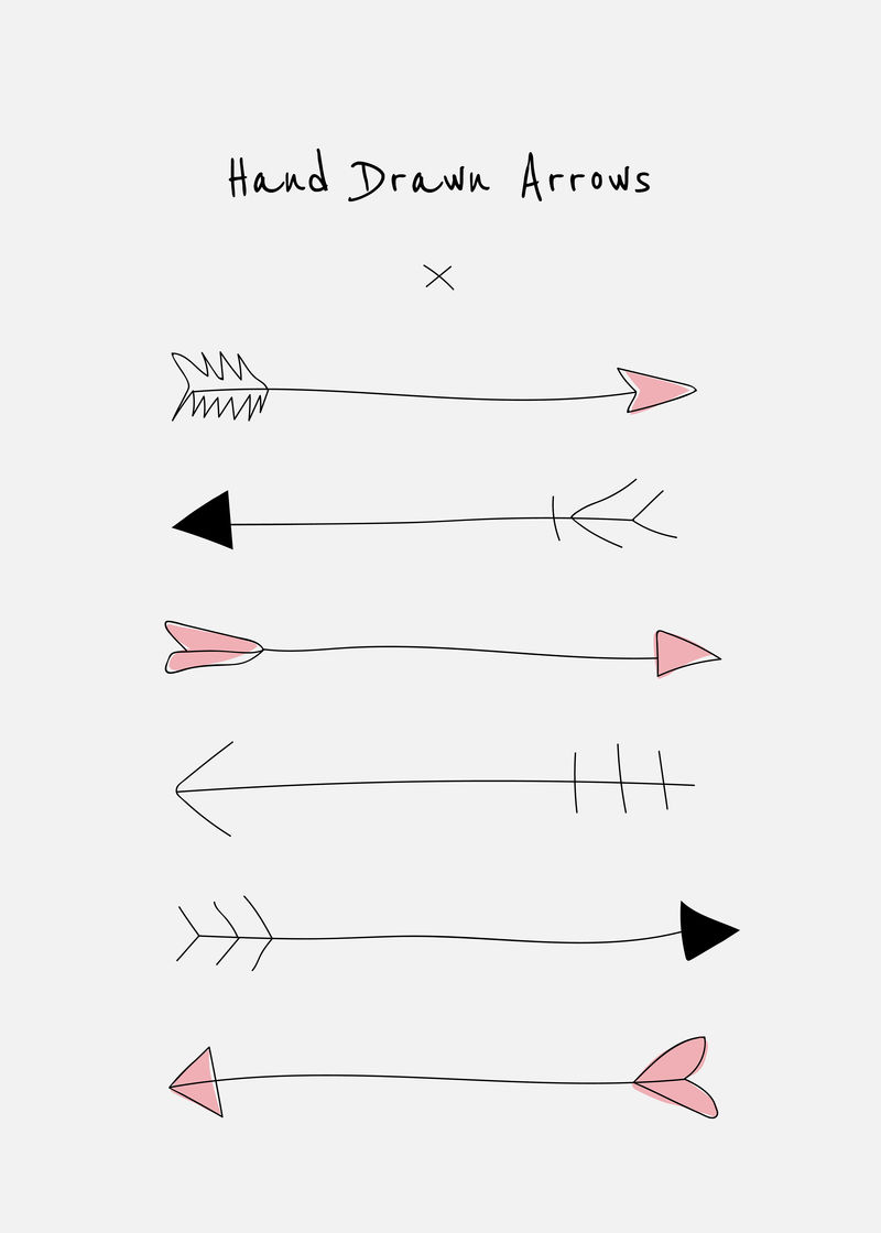 可爱的涂鸦箭头矢量集合
