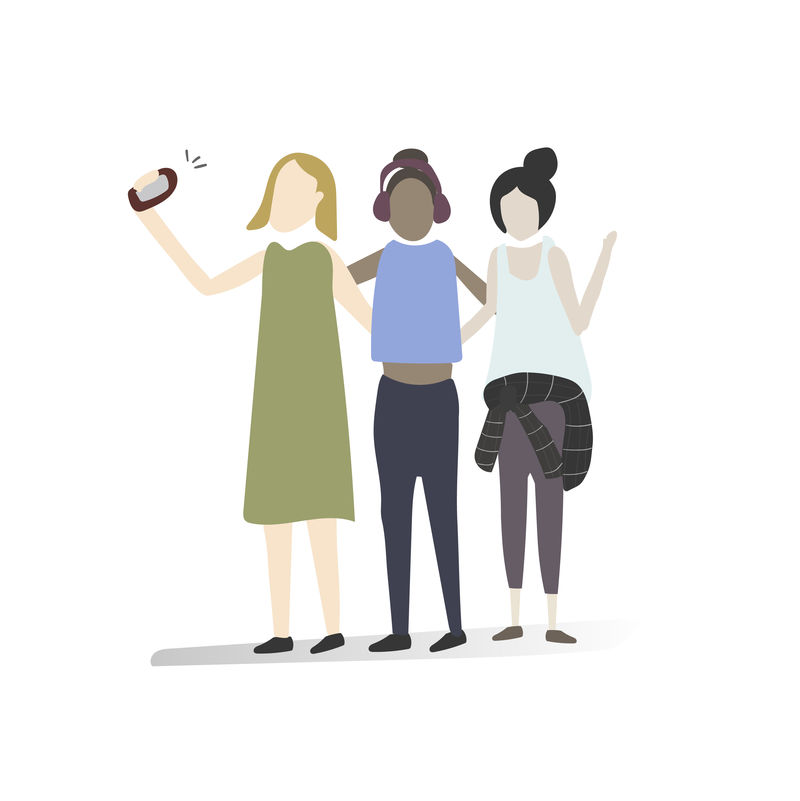 女孩拍照的人物插图