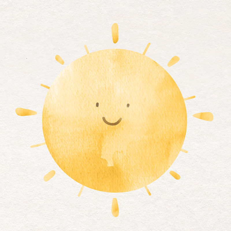 水彩矢量设计元素中的太阳