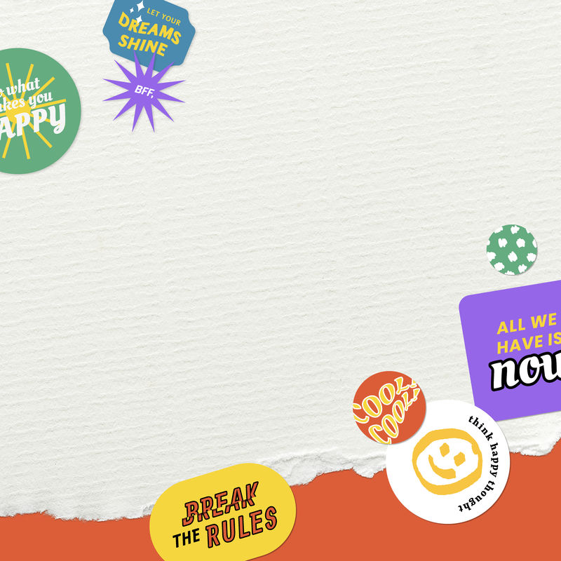 可爱的文字贴纸边框psd纸张纹理背景