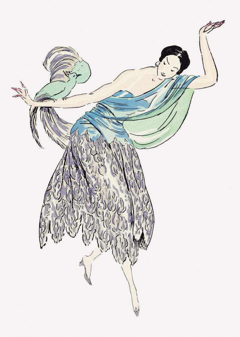 带鸟psd的挡板女人混搭自《邦顿公报》上刊登的复古插图