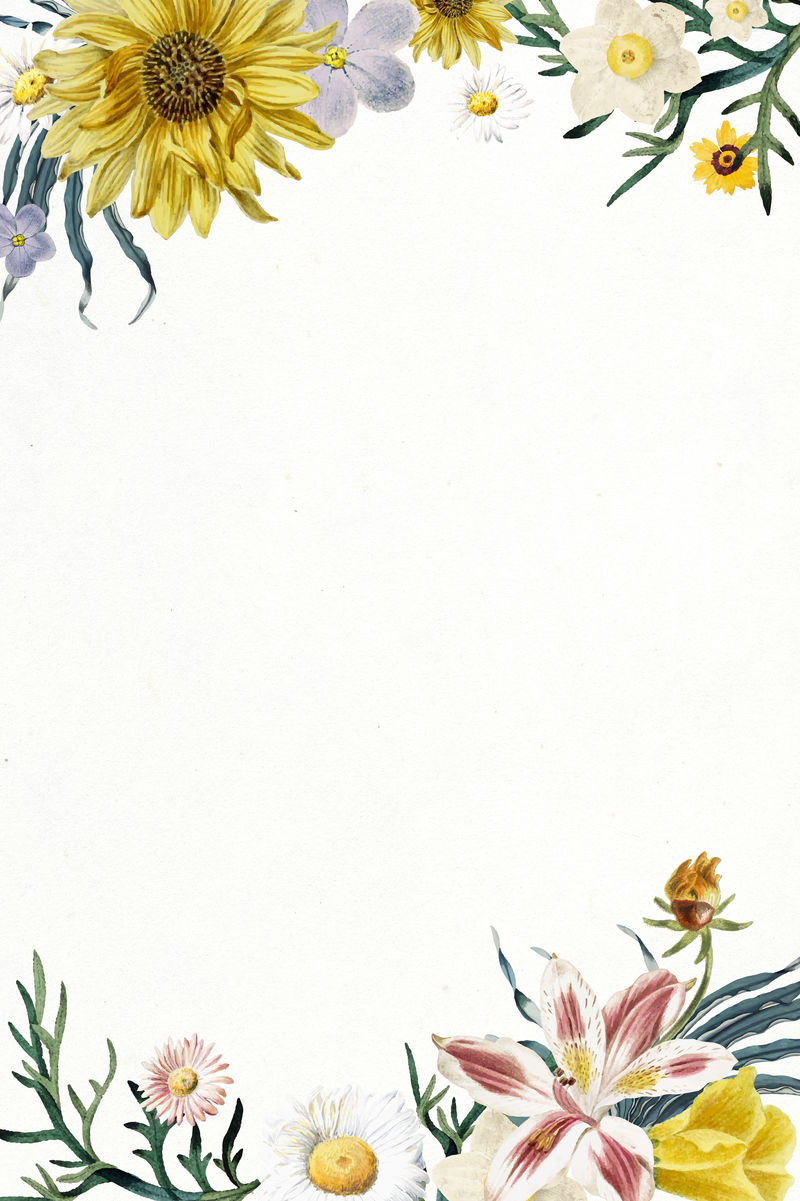 彩色花卉复古边框psd