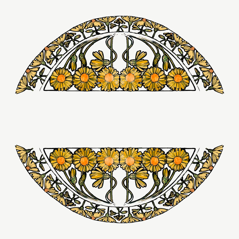 art nouveau flower badge pattern vectorremixed from the artworks of \u003ca href=\u0022https:\/www