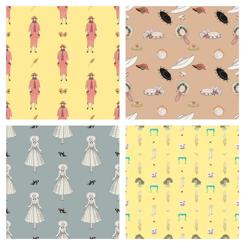 复古巴黎时尚图案psd女性背景套装乔治·巴比尔（George Barbier）艺术作品混音