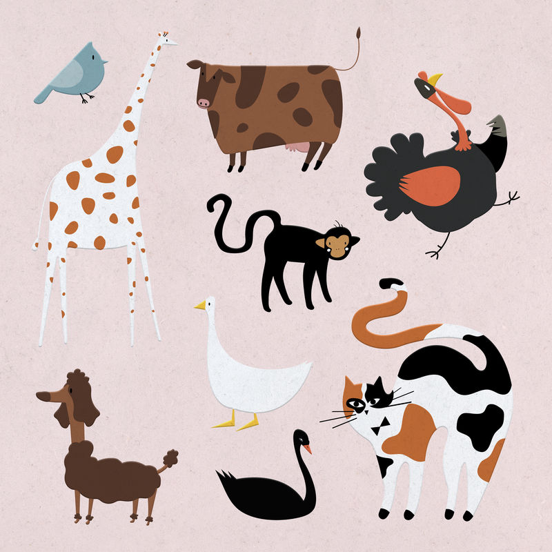 可爱动物psd设置平面图