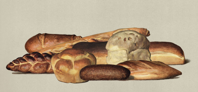 各种烘焙面包的经典插图